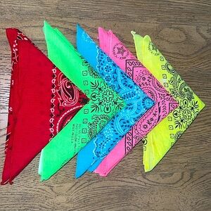 5 Pack Vintage Neon Bandana 1952 Fast Color Star Certified Bundle Lot colorfast